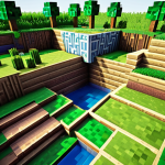 ** A Minecraft world with drastically altered block textures, showcasing vibrant and unusual color palettes on common blocks like grass, stone, and wood. The overall aesthetic should be whimsical and dreamlike.

**