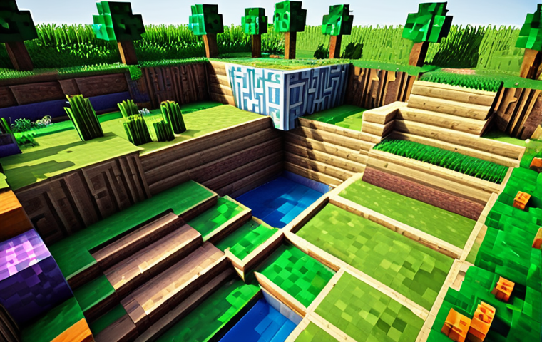 ** A Minecraft world with drastically altered block textures, showcasing vibrant and unusual color palettes on common blocks like grass, stone, and wood. The overall aesthetic should be whimsical and dreamlike.

**