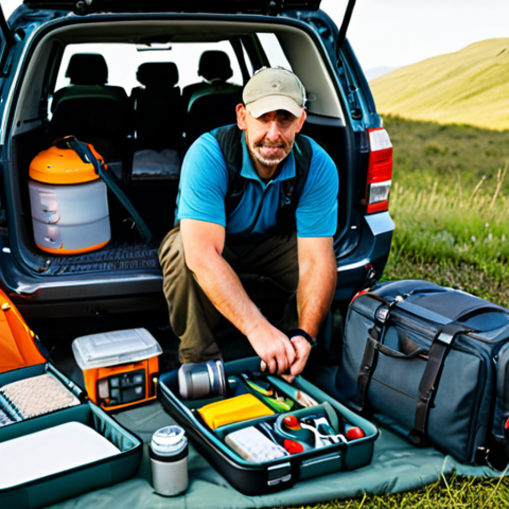 A focused professional explorer, fully clothed in durable, modest outdoor expedition gear, meticulously organizing equipment within a well-lit, organized staging area. Various exploration tools like picks, lanterns, and a secure backpack are neatly arranged around them. The scene emphasizes preparedness and meticulous planning for a journey. Professional photography, high detail, perfect anatomy, correct proportions, natural pose, well-formed hands, proper finger count, natural body proportions, safe for work, appropriate content, family-friendly.
