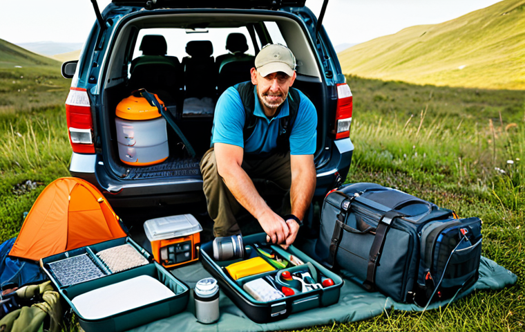 A focused professional explorer, fully clothed in durable, modest outdoor expedition gear, meticulously organizing equipment within a well-lit, organized staging area. Various exploration tools like picks, lanterns, and a secure backpack are neatly arranged around them. The scene emphasizes preparedness and meticulous planning for a journey. Professional photography, high detail, perfect anatomy, correct proportions, natural pose, well-formed hands, proper finger count, natural body proportions, safe for work, appropriate content, family-friendly.