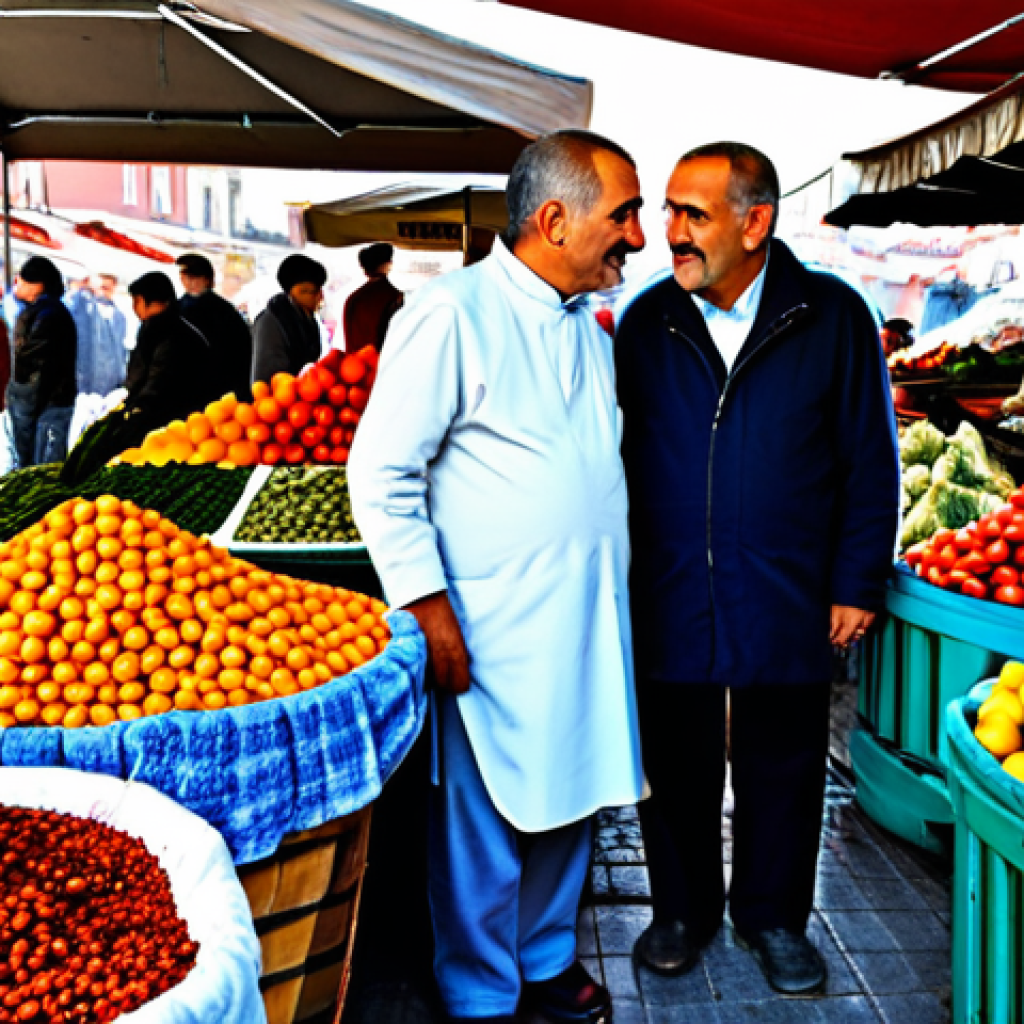 마인크래프트 무한 자원 팁 - **A bustling farmer's market in Istanbul, Turkey. Vendors in traditional clothing sell fresh produce...