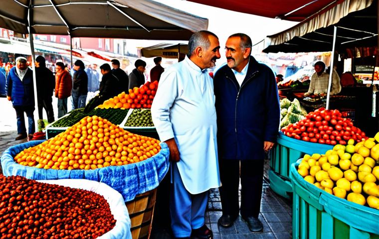 마인크래프트 무한 자원 팁 - **A bustling farmer's market in Istanbul, Turkey. Vendors in traditional clothing sell fresh produce...