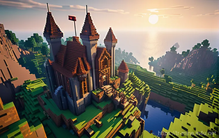 마인크래프트 소셜 게임 팁 - **Prompt 1: Collaborative Medieval Castle Build** "A vibrant, wide-angle shot of a diverse group...
