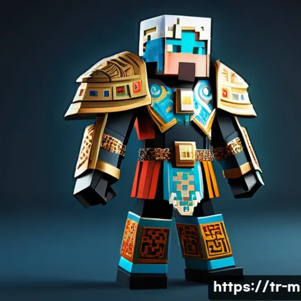 마인크래프트 코스튬 컨테스트 개최 - A highly detailed 3D render of a Minecraft character, designed as an epic hero from Turkish mytholog...