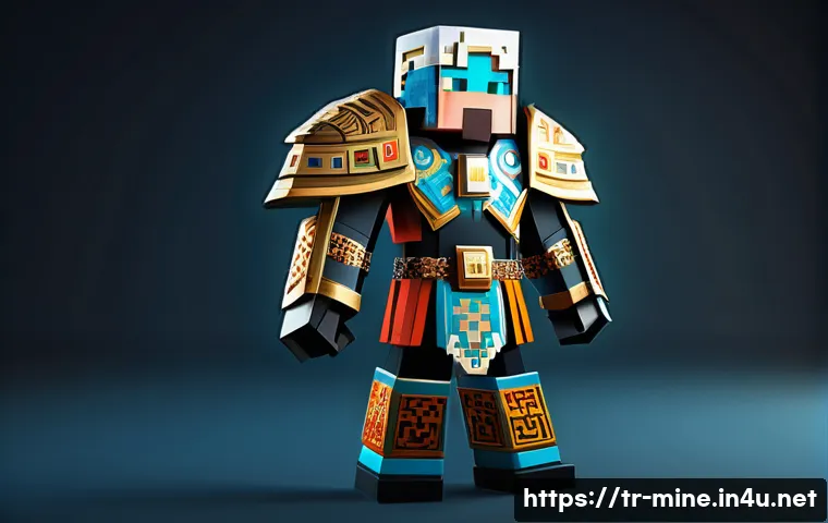 마인크래프트 코스튬 컨테스트 개최 - A highly detailed 3D render of a Minecraft character, designed as an epic hero from Turkish mytholog...
