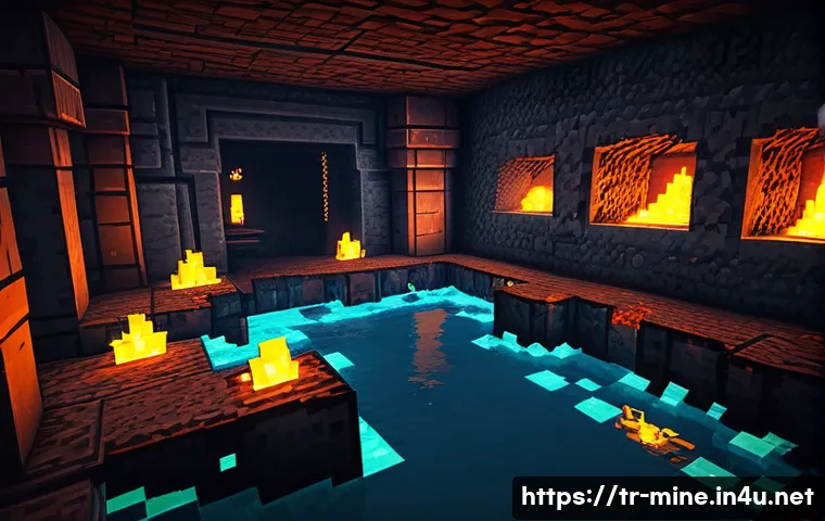 마인크래프트 폐광 탐험 전략 - A detailed scene inside an abandoned underground mine in Minecraft style, featuring a player wearing...