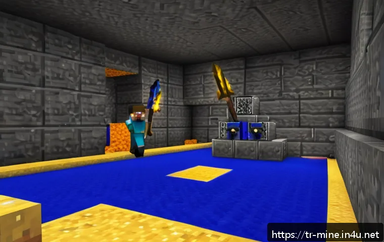 마인크래프트 경제 시스템 설계 - A detailed Minecraft mining scene showcasing a player equipped with multiple pickaxes: a diamond pic...