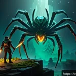 Home 22 마인크래프트 서바이벌 공략법 - A dynamic Minecraft survival scene showing a player cautiously observing new hostile mobs from a dis...