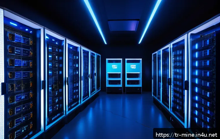 마인크래프트 서버 호스팅 비교 - A modern Turkish Minecraft server room interior, featuring high-tech server racks with glowing LED i...